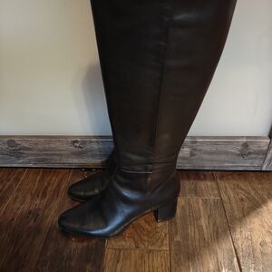 Calvin Klein All Leather, Elegant Black Knee-High Women's Boots